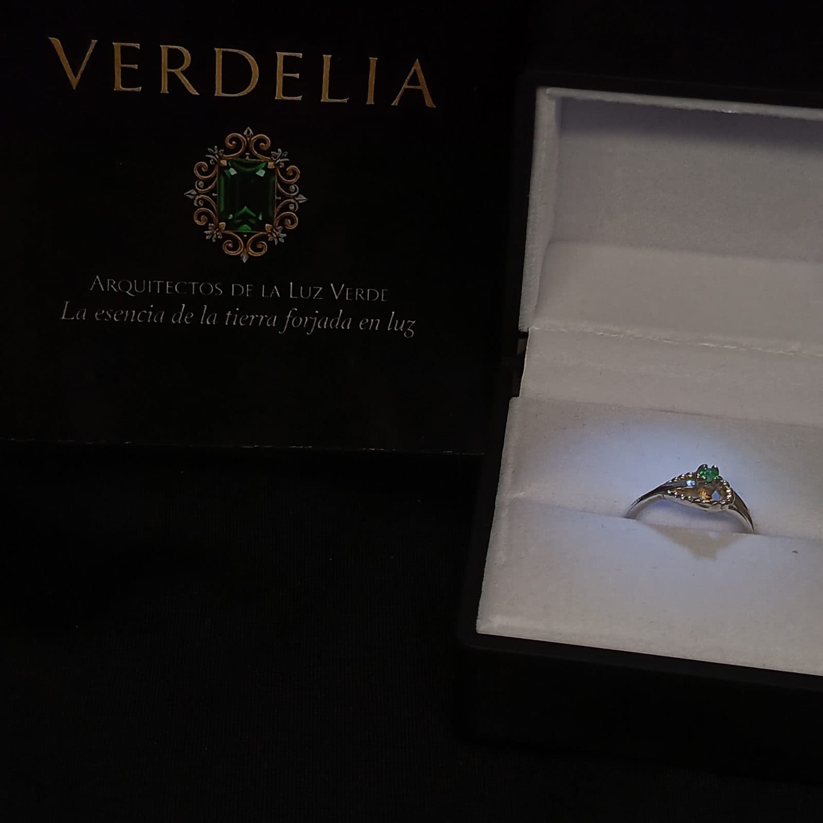 Anillo 'Ojo de Luz' en Plata 925 y Esmeralda Natural